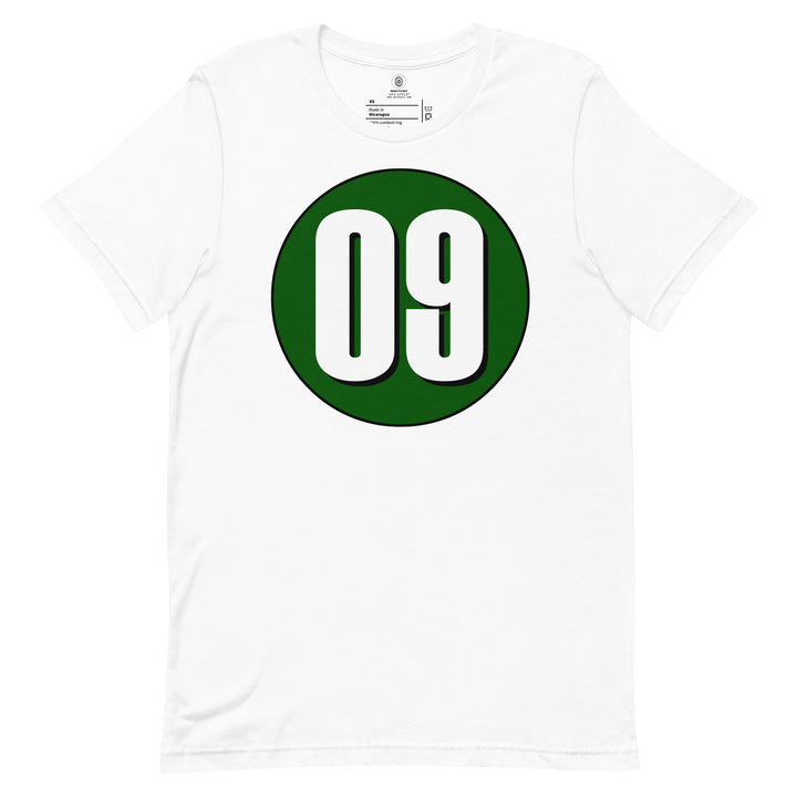 Unisex t-shirt: White on Hunter Green 09