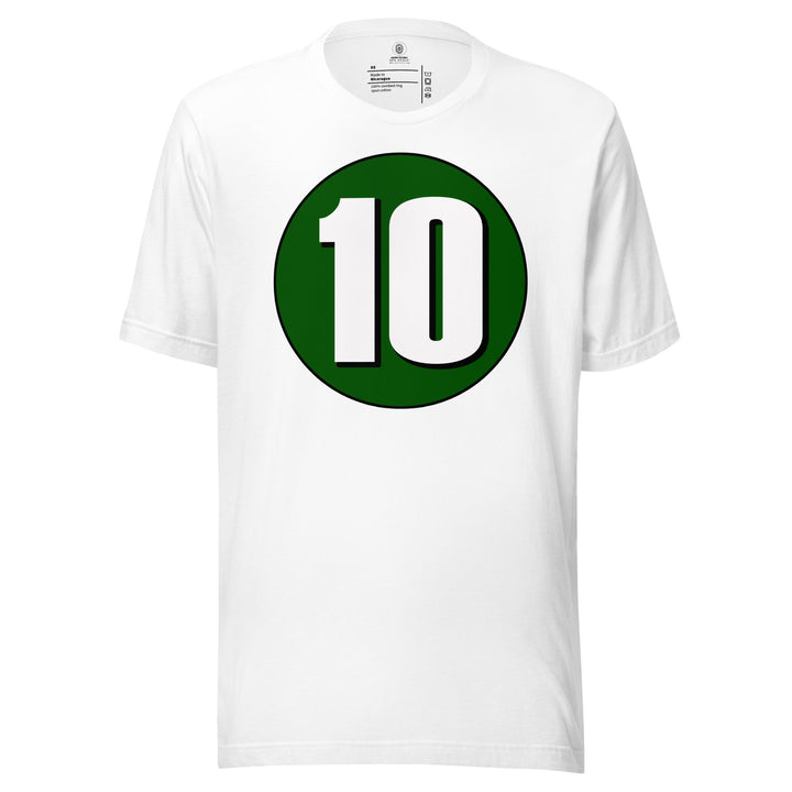 Unisex t-shirt: White on Hunter Green 10