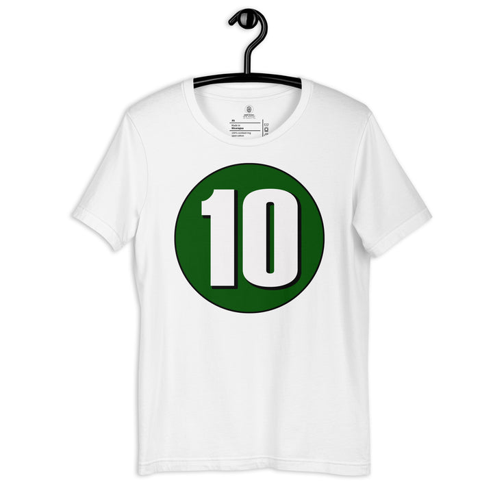 Unisex t-shirt: White on Hunter Green 10