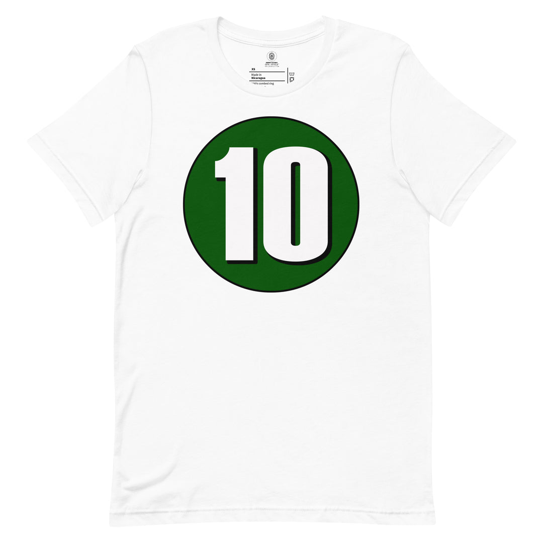 Unisex t-shirt: White on Hunter Green 10