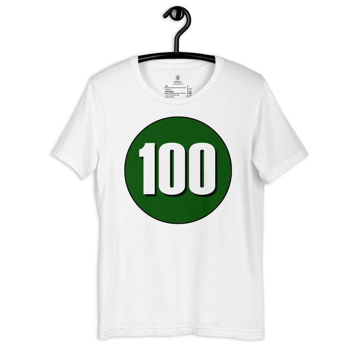 Unisex t-shirt: White on Hunter Green 100