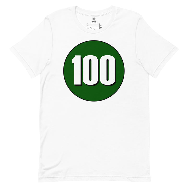 Unisex t-shirt: White on Hunter Green 100