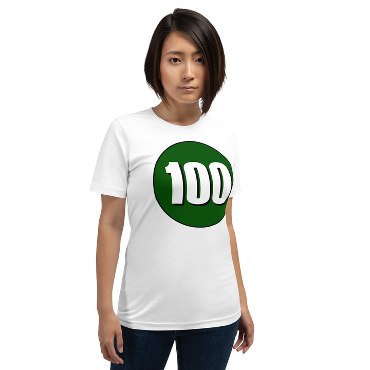 Unisex t-shirt: White on Hunter Green 100