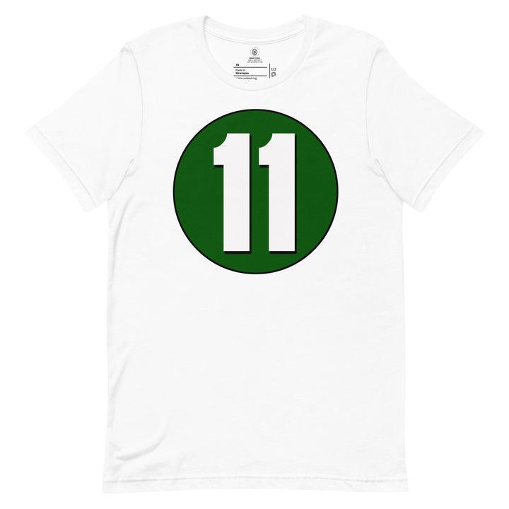 Unisex t-shirt: White on Hunter Green 11