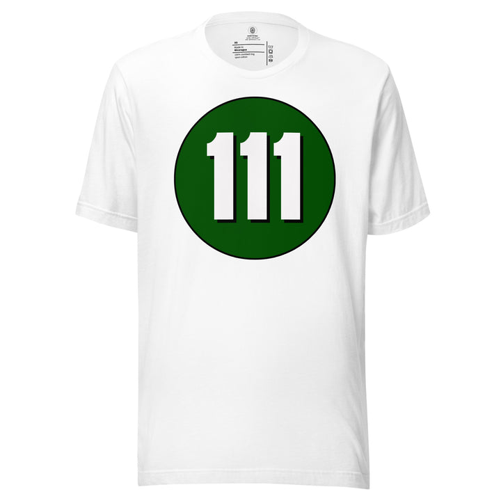 Unisex t-shirt: White on Hunter Green 111