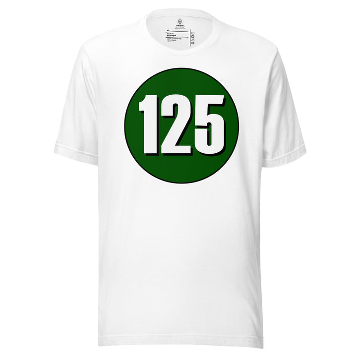 Unisex t-shirt: White on Hunter Green 125