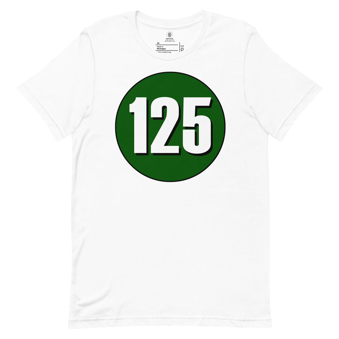 Unisex t-shirt: White on Hunter Green 125