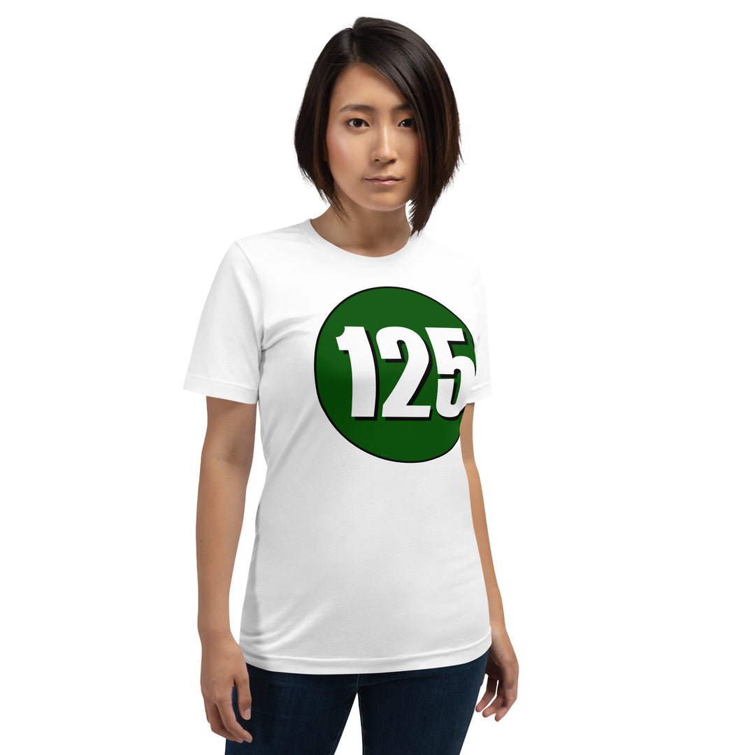 Unisex t-shirt: White on Hunter Green 125