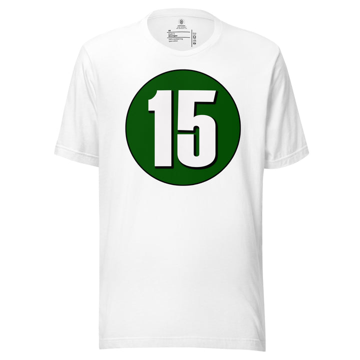 Unisex t-shirt: White on Hunter Green 15