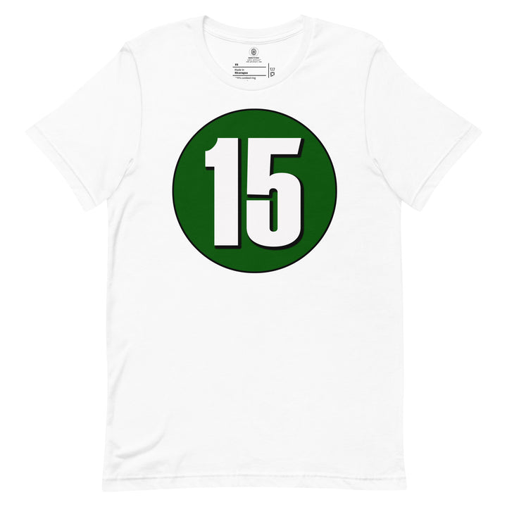 Unisex t-shirt: White on Hunter Green 15