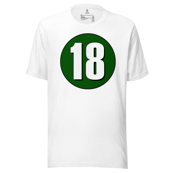 Unisex t-shirt: White on Hunter Green 18