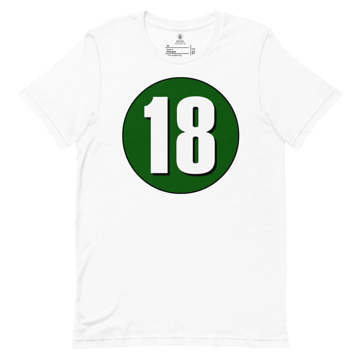 Unisex t-shirt: White on Hunter Green 18