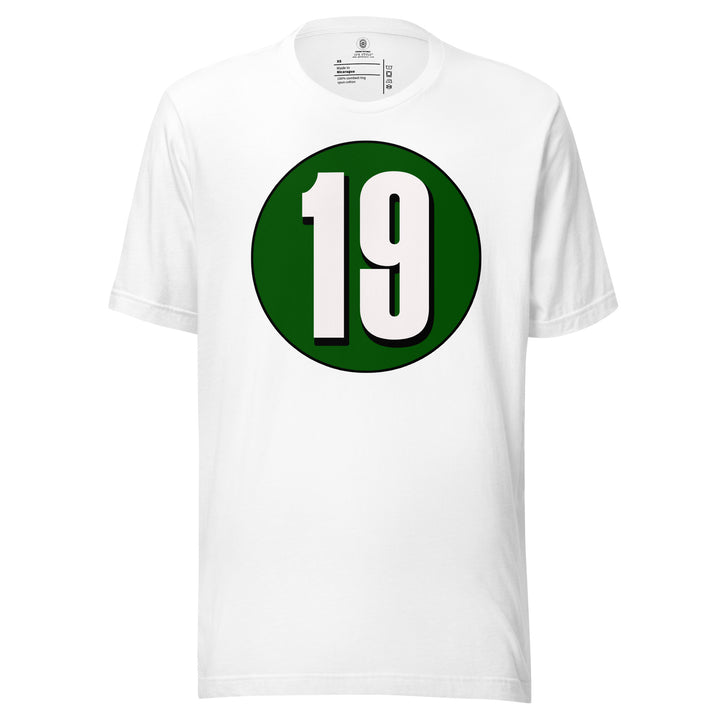 Unisex t-shirt: White on Hunter Green 19