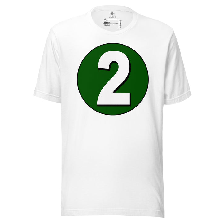 Unisex t-shirt: White on Hunter Green 2