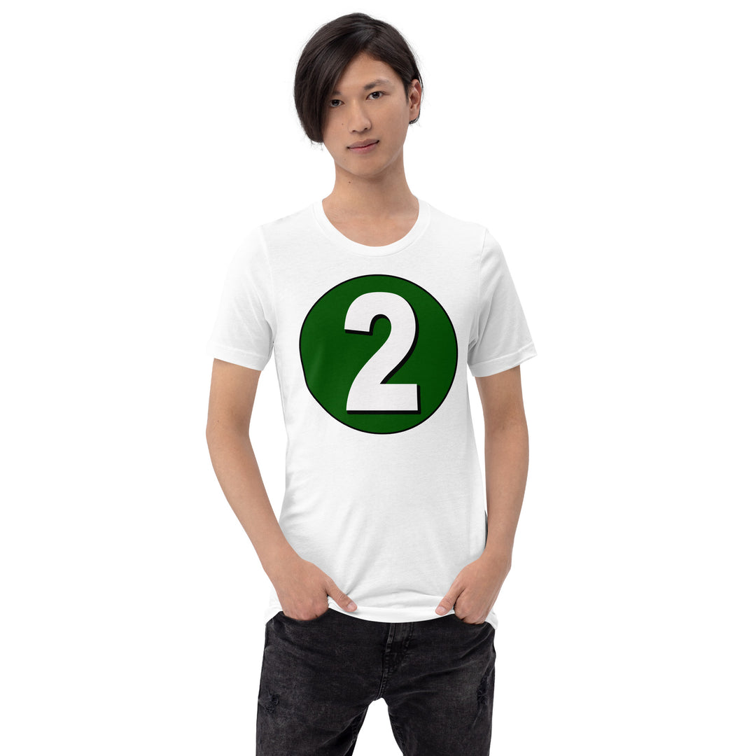 Unisex t-shirt: White on Hunter Green 2