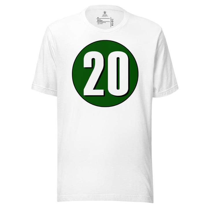 Unisex t-shirt: White on Hunter Green 20