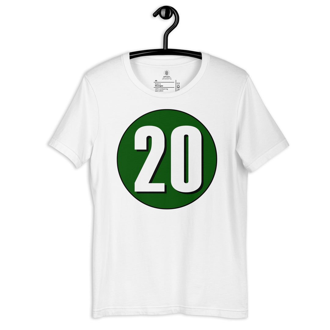 Unisex t-shirt: White on Hunter Green 20