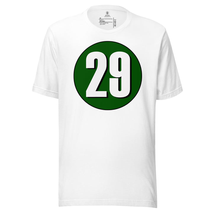 Unisex t-shirt: White on Hunter Green 29