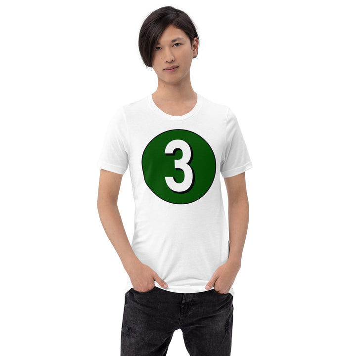 Unisex t-shirt: White on Hunter Green 3