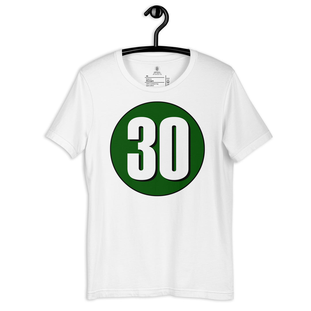 Unisex t-shirt: White on Hunter Green 30