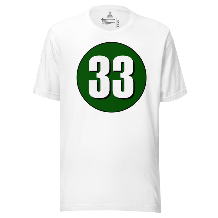 Unisex t-shirt: White on Hunter Green 33