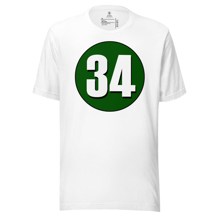 Unisex t-shirt: White on Hunter Green 34