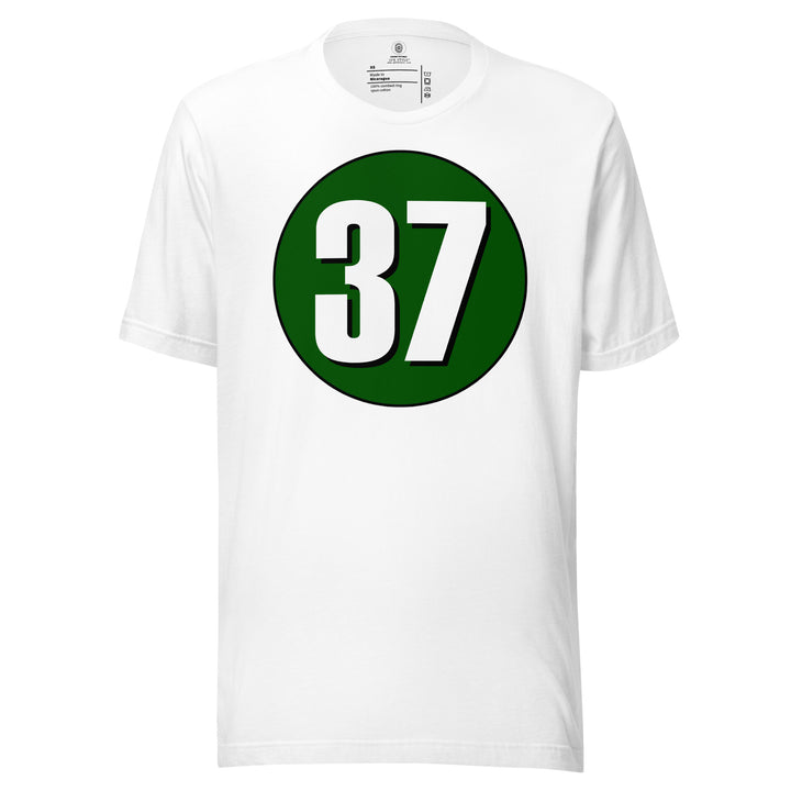 Unisex t-shirt: White on Hunter Green 37