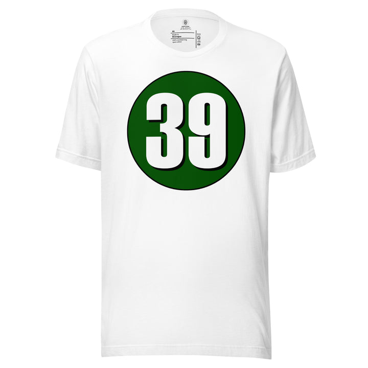 Unisex t-shirt: White on Hunter Green 39