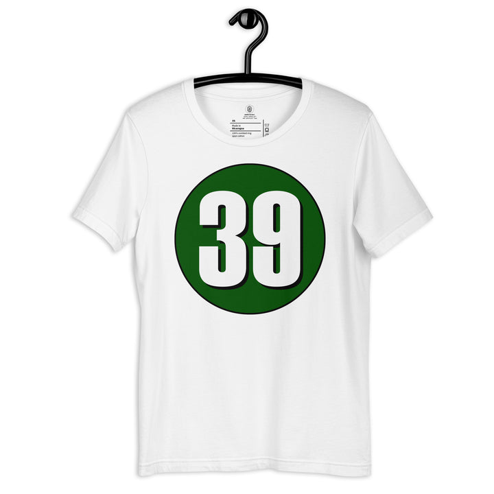 Unisex t-shirt: White on Hunter Green 39