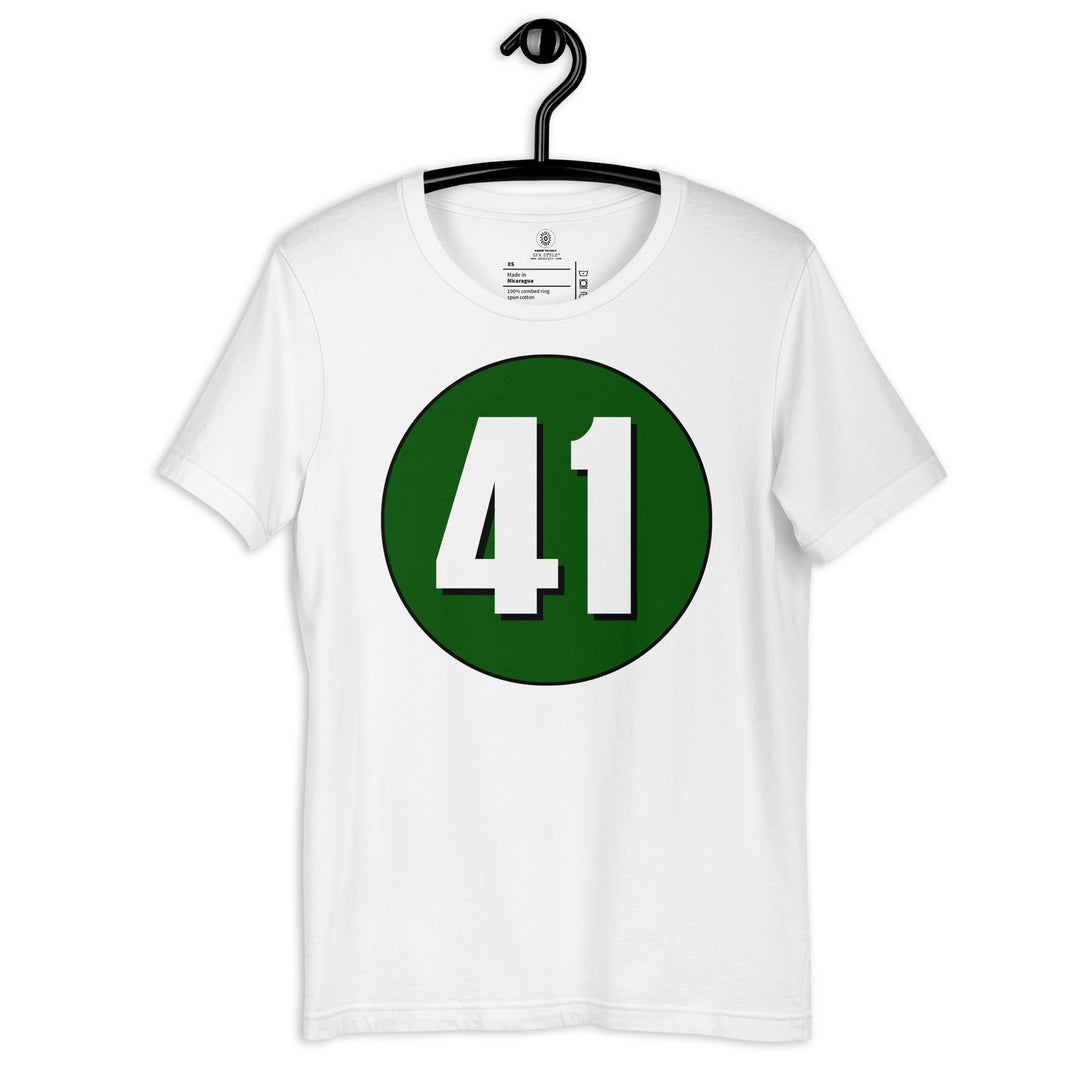 Unisex t-shirt: White on Hunter Green 41