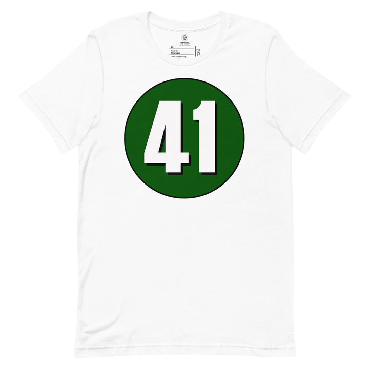 Unisex t-shirt: White on Hunter Green 41