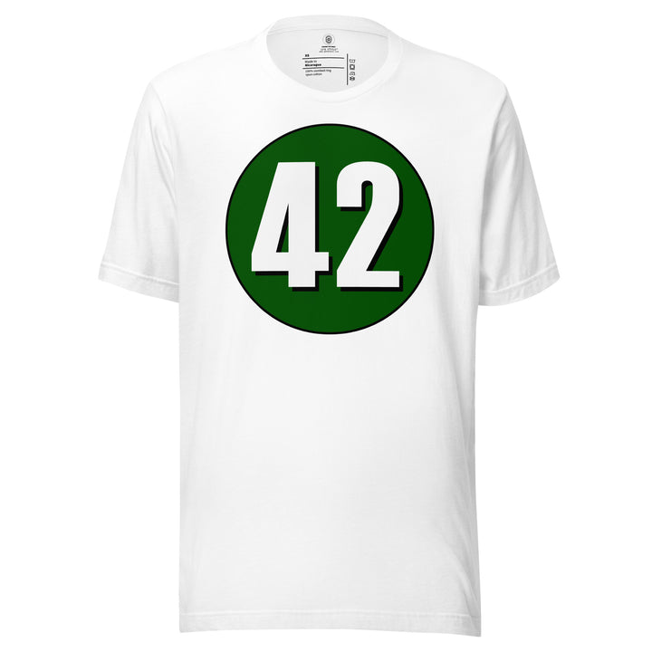 Unisex t-shirt: White on Hunter Green 42