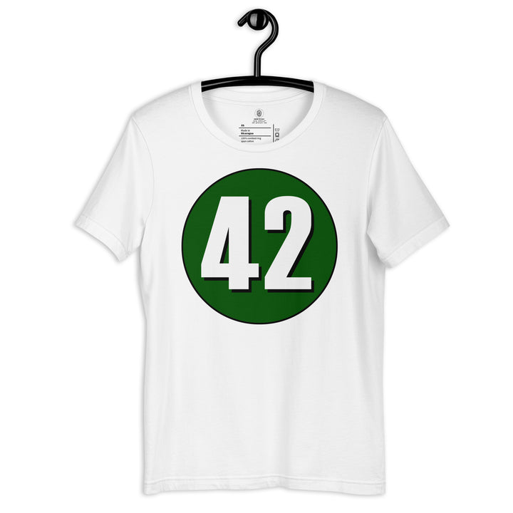 Unisex t-shirt: White on Hunter Green 42