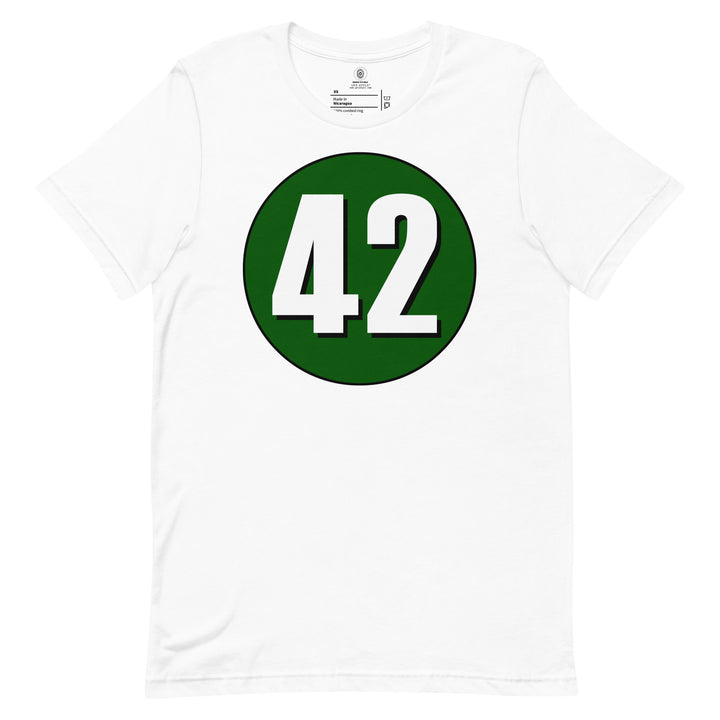 Unisex t-shirt: White on Hunter Green 42