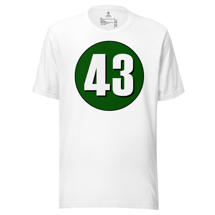 Unisex t-shirt: White on Hunter Green 43