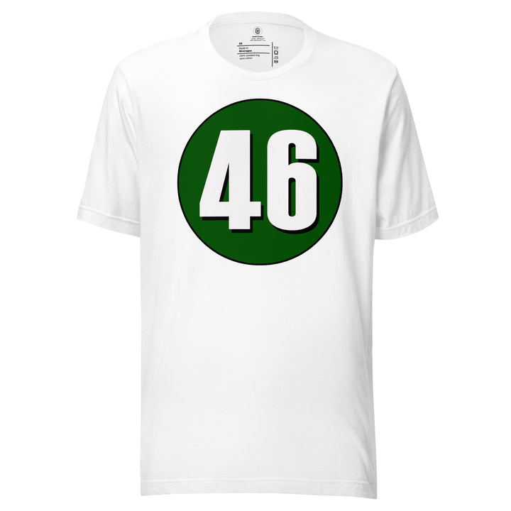 Unisex t-shirt: White on Hunter Green 46