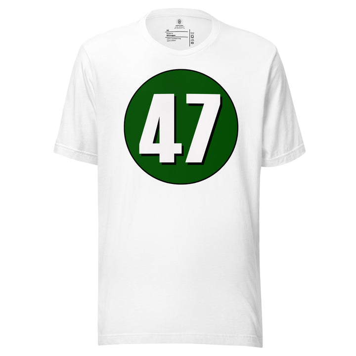 Unisex t-shirt: White on Hunter Green 47