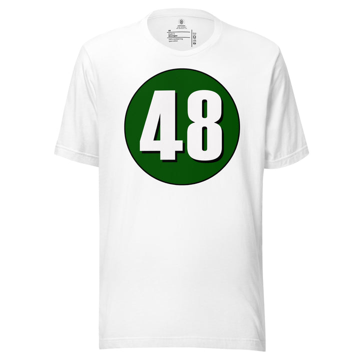 Unisex t-shirt: White on Hunter Green 48