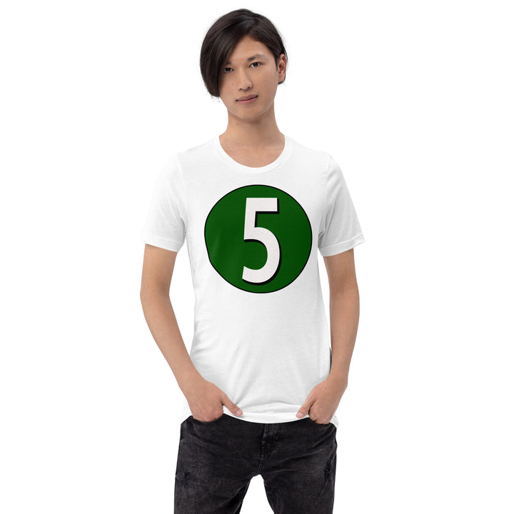 Unisex t-shirt: White on Hunter Green 5