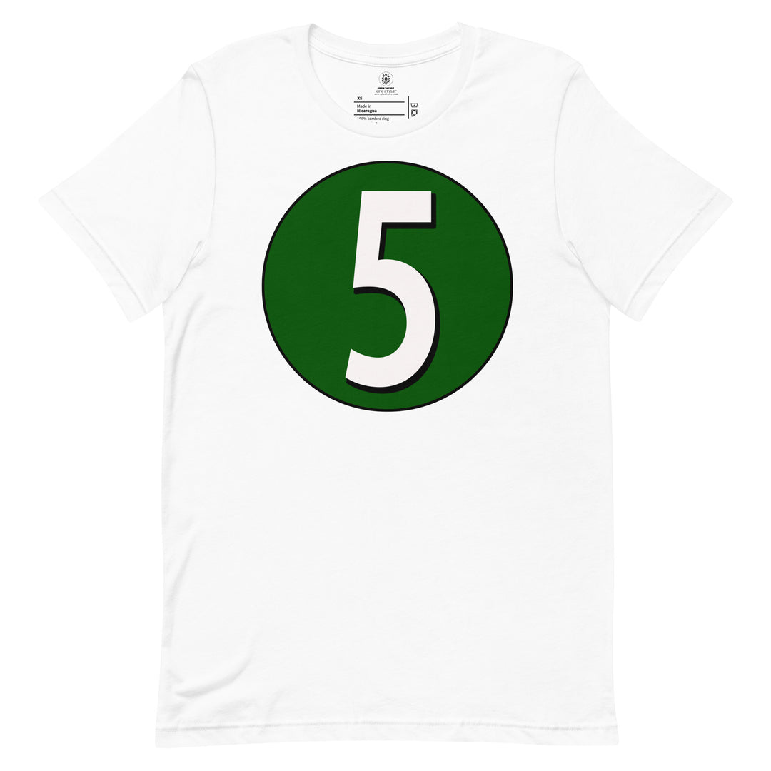 Unisex t-shirt: White on Hunter Green 5