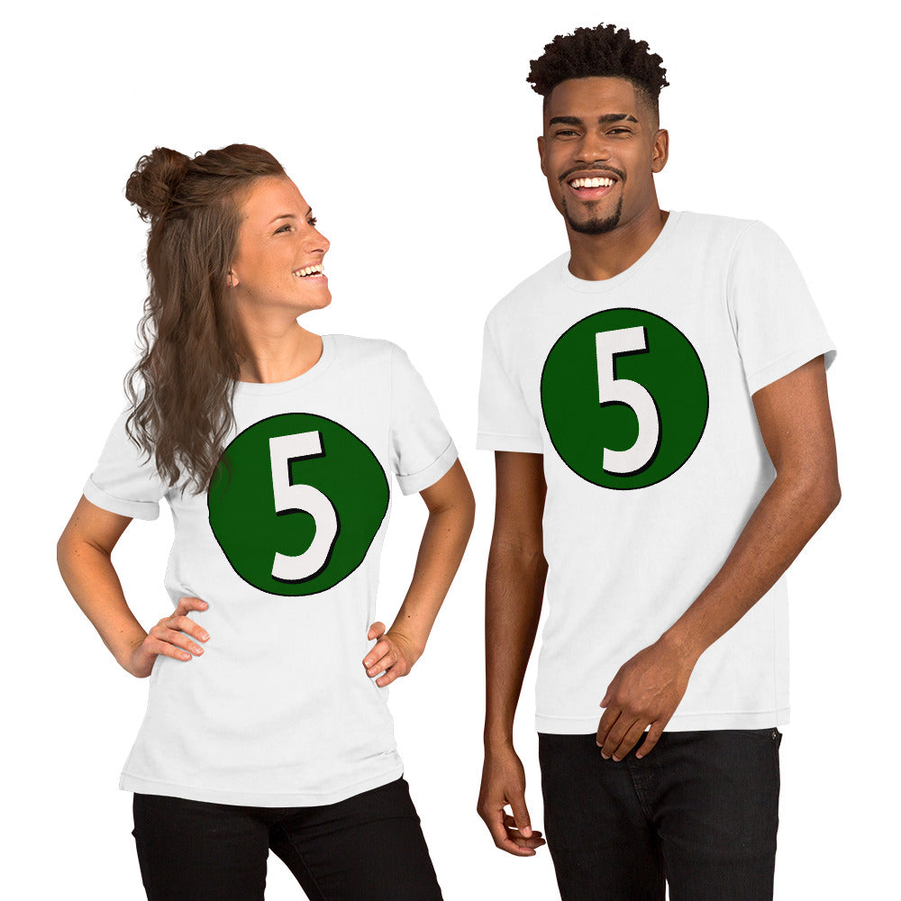 Unisex t-shirt: White on Hunter Green 5