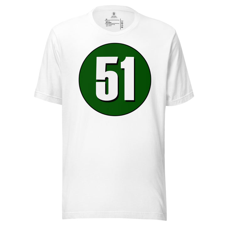 Unisex t-shirt: White on Hunter Green 51