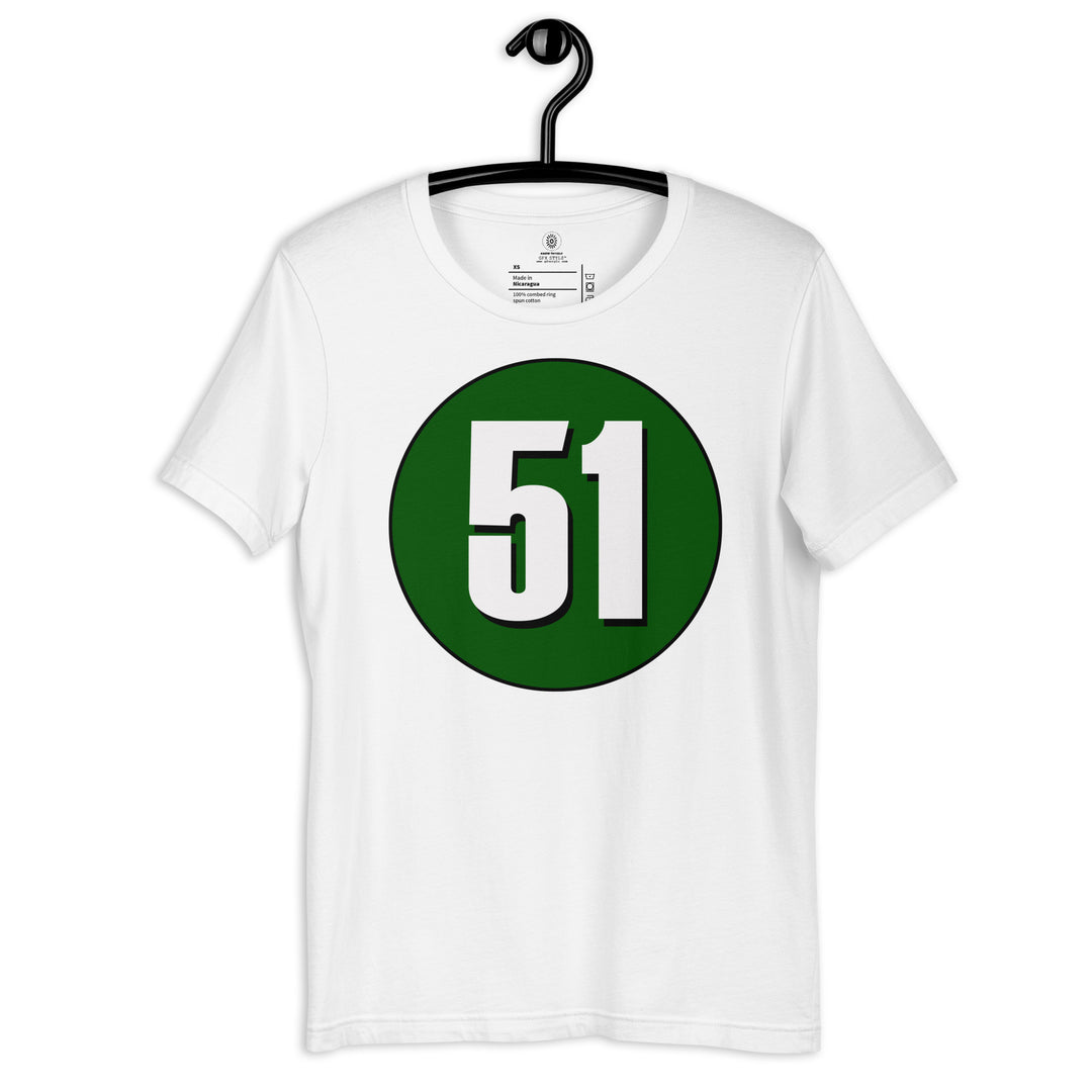 Unisex t-shirt: White on Hunter Green 51