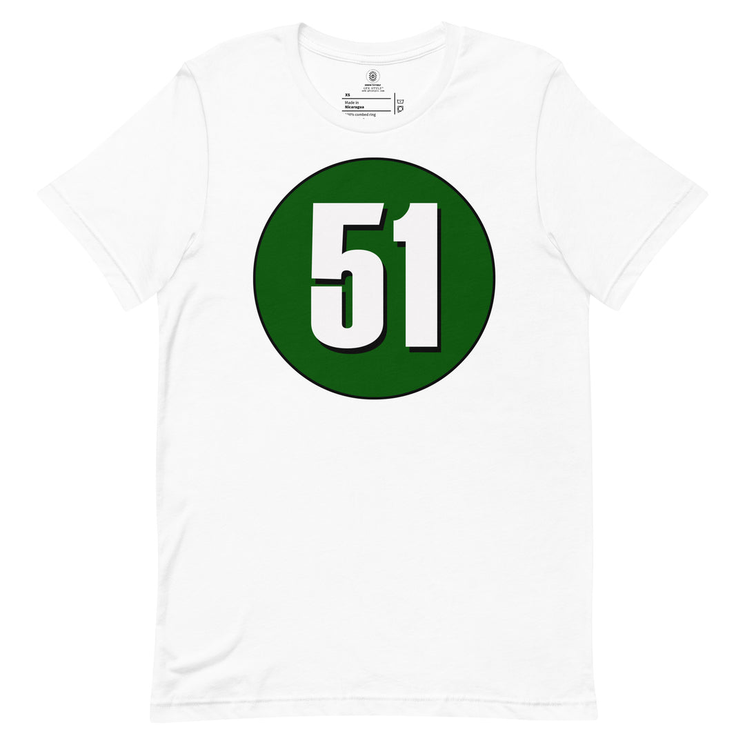 Unisex t-shirt: White on Hunter Green 51