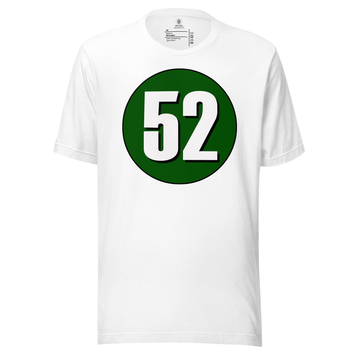 Unisex t-shirt: White on Hunter Green 52