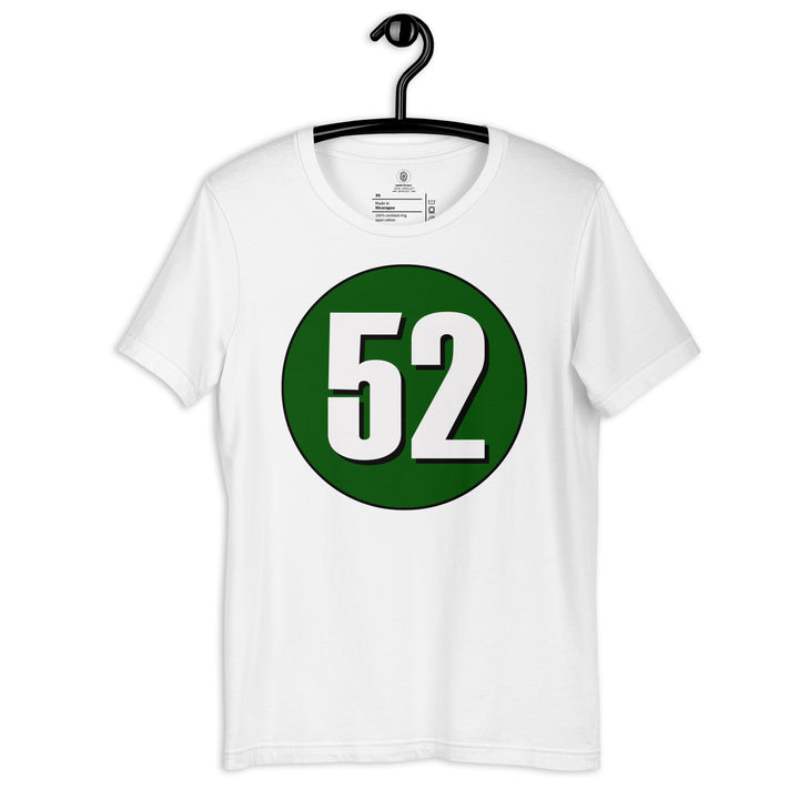 Unisex t-shirt: White on Hunter Green 52