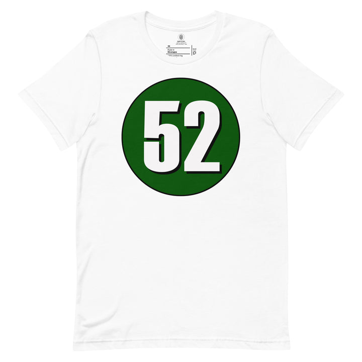 Unisex t-shirt: White on Hunter Green 52