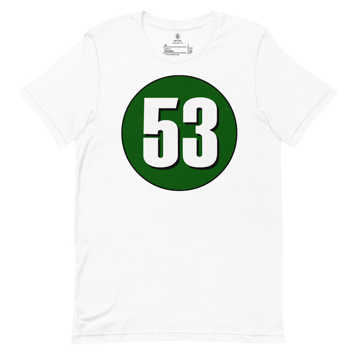 Unisex t-shirt: White on Hunter Green 53