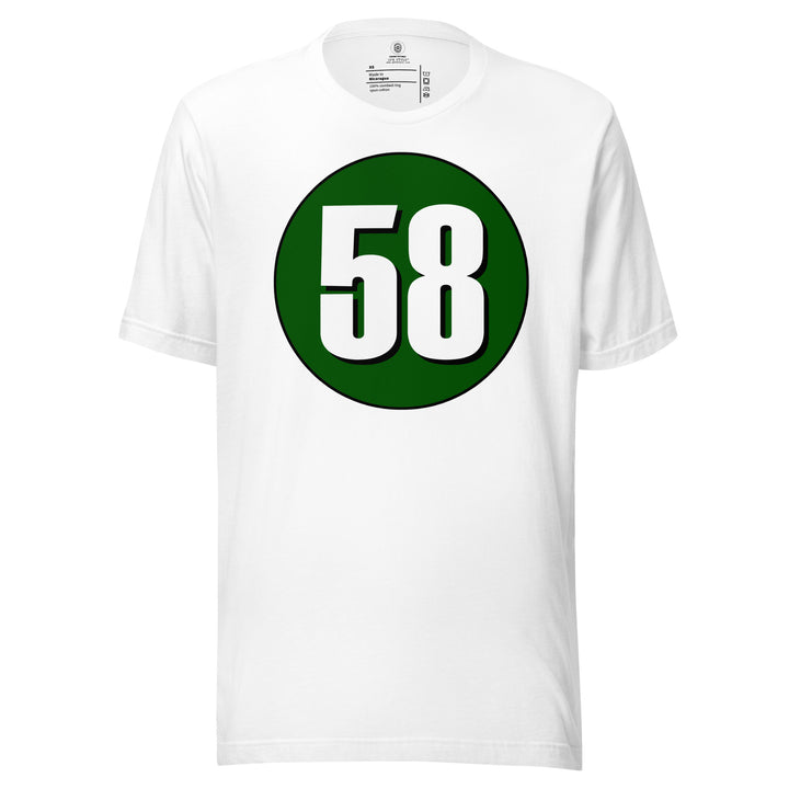 Unisex t-shirt: White on Hunter Green 58