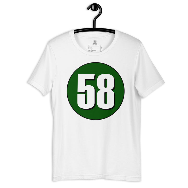 Unisex t-shirt: White on Hunter Green 58